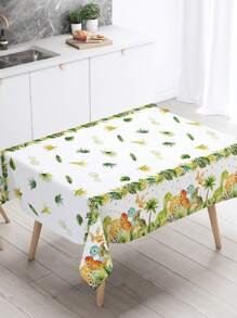 Set de 3 manteles desechables de plástico de 130*220cm con estampado de animales de la jungla y dinosaurios, adecuados para fiestas de cumpleaños con temática de dinosaurios, eventos familiares, decoración de salas de fiesta y decoración de mesas de comedor - Verde - Ver 6
