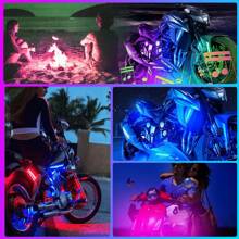 Volxon Xe máy RGB Đèn LED Bộ dụng cụ Không thấm nước Kiểm soát APP Nhiều màu Bầu không khí Với điều khiển từ xa Đối với Dải đèn LED , Mốt Động cơ Xe đạp DIY Đèn , Âm nhạc Đồng bộ hóa , DC 12V 1 gói - màu đen - Xem 10