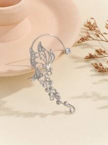 Đá lấp lánh Loại bướm Vòng bít tai Retro Không xỏ lỗ Fake Hoa tai Loại bướm Cánh Còng tai Đám cưới cô dâu Người leo núi Bọc tai Dạ hội Trái bóng Tai Đồ trang sức Đối với phụ nữ Cô gái - Bạc - Xem 3