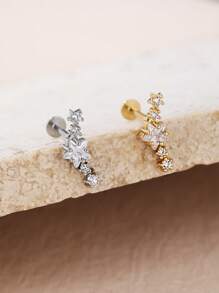 1個時尚的不鏽鋼星形鑽石耳釘,適合女性日常穿戴 - 星星 - 查看 1