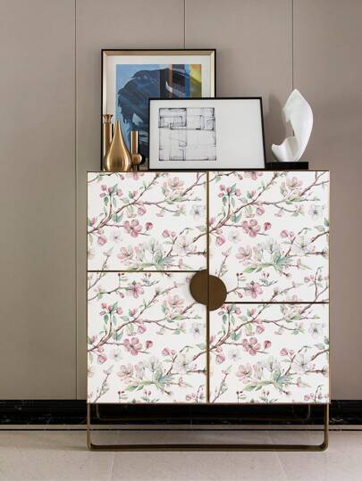 Roll Of Retro Thickened Painted Peach Blossoms, Blossom Branches, Groen Leaves, Home ation, Kitchen Cabinets, Tables, Chairs, Room Backgrounds, Renovation, DIY, Waterproof, Stain Resistant, Easy To Clean, Self Adhesive, Peel Paste Wallpaper, Wand Stickers, Stickers Bathroom Bedroom ation Stuff Living Ho Art Paper view 8