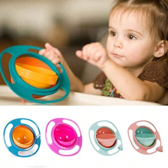 1pc 360 Degrees Spill-Proof Baby Bowl, Fun Snack Dish, Children Balance Bowl