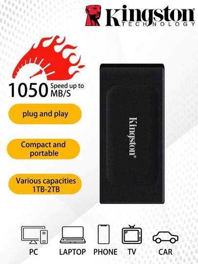 KINGSTON 金士頓 Xs1000 2tb Type-c 便攜式固態硬碟 Pssd 1tb 2tb 高速高達 1000mbs,含 Usb3.2