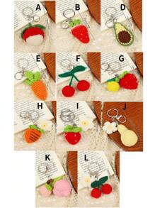 1 pieza Lindo llavero de frutas de ganchillo para mujeres, llavero de cerezas, fresa y aguacate trenzado, accesorios para bolso (Nota: el color del broche de metal puede variar entre dorado y plateado). Útiles escolares de ganchillo, regalos para maestros, accesorios para vuelta al colegio. - Multicolor - Ver 3