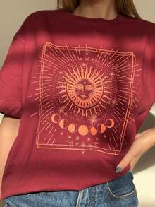 Women T-Shirts - 紅木色 - 查看 3