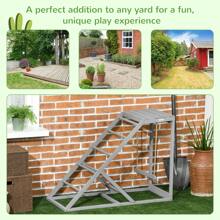 PawHut Chicken Activity Play Set With Swing, Chicken Coop Toy With Ladder, Platform For 2 Chickens, Hens, Grey - Grey - View 7