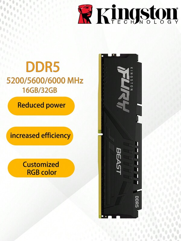 KINGSTON Kingston RAM FURY Beast DDR5 16GB 32GB 5200MHz 5600MHz 6000MHz Desktop AMD Intel CPU Motherboard Memory RAMs