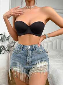 3er Pack glänzender, rutschfester, trägerloser Push-up BH mit Brustformung und Anti-Rutsch-Funktion für Hochzeitskleider, Lingerie