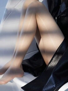 1pc Women's Spring Thin Solid Color Glossy Tights - Apricot - View 4