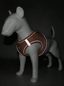 1套舒適透氣的貓狗背帶和牽繩套裝,防丟失和反光,適用於中小型犬的步行和旅行 - 橘色 - 查看 6