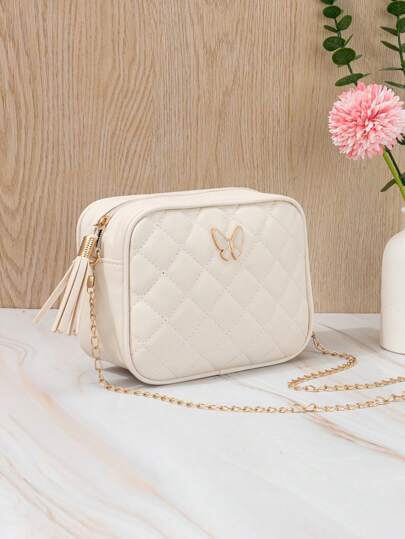 Teens' Embroidered Butterfly Decor Crossbody Bag, Popular Fashion Shoulder Bag For Girls