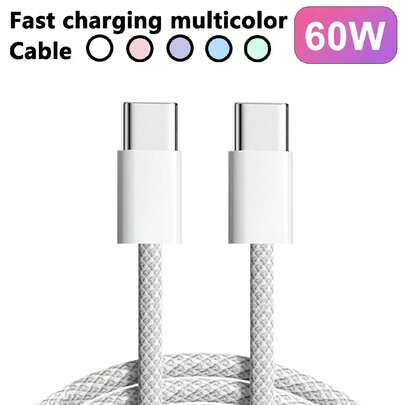 كابل شحن سريع نوع C إلى نوع C ملون 60 واط، شحن سريع عالي السرعة، متوافق مع أجهزة نوع C المختلفة، يدعم ، متوافق مع أجهزة 17/16/15/Pro/Pro Max