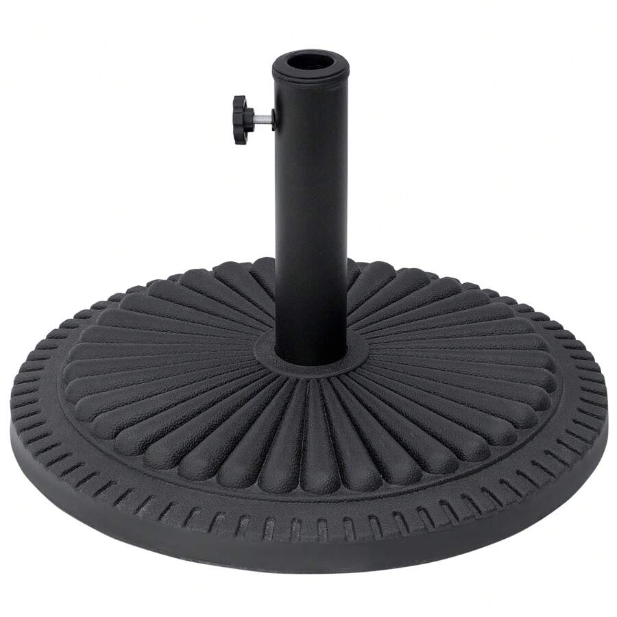 Outsunny Pied de parasol base de lestage parasol rond ciment HDPE motif rosace Ø 49 cm poids net 15 Kg noir - Noir - Voir 1