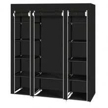 69" Portable Clothes Closet Wardrobe Storage Organizer With Non-Woven Fabric Quick And Easy To Assemble Extra Strong And Durable - Black - View 4