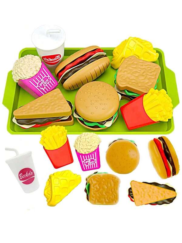 Children's Kitchen Toys Accessories Food Kitchen Toys, Children's Characters Burgers Vegetable Barbecue Skewers Toys Children's Gifts(Some Parts Are Shipped Randomly In Color)
