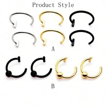 2Pcs 18G Fashion 316L Stainless Steel Fake Lip Rings For Women Men,  Nose Ring Fake Septum Nose Ring Clip On Lip Ring Fake Piercing Jewelry Suitable For Daily Gatherings And Dates Wear