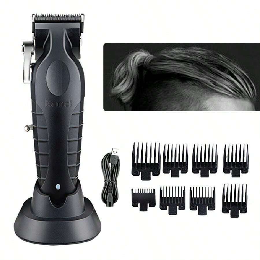 Kemei Km-2296 配座充剃髮機1入組可充電的便攜式男士理髮器,適用於家庭和專業理髮店使用的無線剃髮
