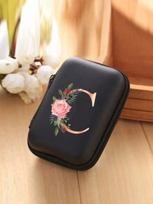 1入時尚簡約純色EVA材質裝飾字母通用數字存儲袋，男女均可使用，可用於存儲耳機和充電寶，數據線，情人節禮物，商務，旅遊，學校，辦公室，旅行必備品，旅行配件，旅行整理袋 - 黑色 - 查看 12