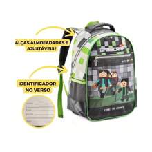 Mochila Game Crafit Costas Infantil Grande Escolar Menino Cor Cinza Desenho do tecido gamecraft - Multicolorido - Visão 3