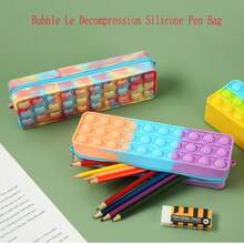 A Ngẫu nhiên Cầu vồng Bong bóng Giảm sức ép Silicone Hộp bút - Nhiều màu - Xem 2