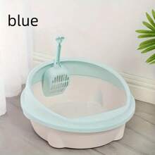 1個高邊貓砂盆，防濺設計，半封閉式貓式廁所，可拆卸清潔 - 彩色 - 查看 5