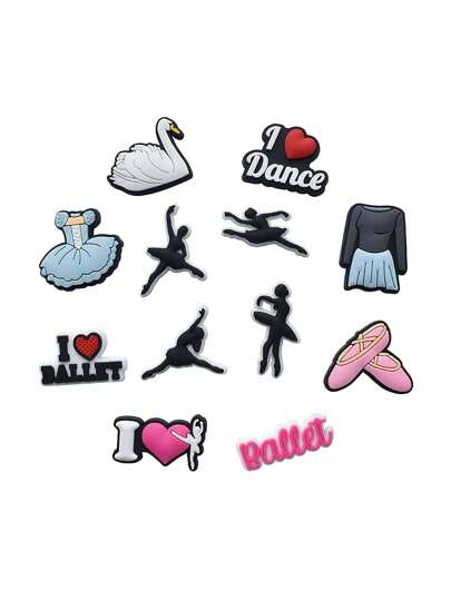 12pcs Ballet Shoe Decorations Accessories Charms For Clogs Bubble Slides Sandals, Gift Idea For Birthday Christmas Party Favors