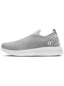 STQ Womens Trainers Slip On Memory Foam Causal Walking Shoes - Light Grey - View 5