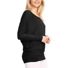 Womens Flowy Draped Long Sleeve Batwing Dolman Top - 水鴨藍 - 查看 5