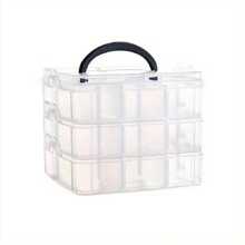 1pc 3-Tier 18-Grid Plastic Transparent Storage Box, Adjustable Stackable Compartment Slot Storage Box, Snap-Lock Clear Container Box For Sorting Storage Toy Jewelry Accessory Sundry - Clear - View 6