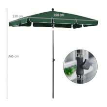 Outsunny Garden Parasol Umbrella, Outdoor Market Table Umbrella With Ruffles & Aluminium Pole, Rectangular Tilting Parasol Sun Shade Canopy, 2 X 1.3m - Green - View 4