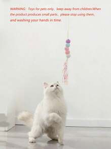 1pc Hanging Pom Pom Decor Cat Teaser Toy For Cat For Interaction - Multicolor - View 5