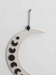 1 件木制月相墙饰 - 带流苏的天然木质新月挂饰，简约家居装饰，波西米亚风壁挂，非常适合托儿所或瑜伽空间 - 黑色 - 查看 5