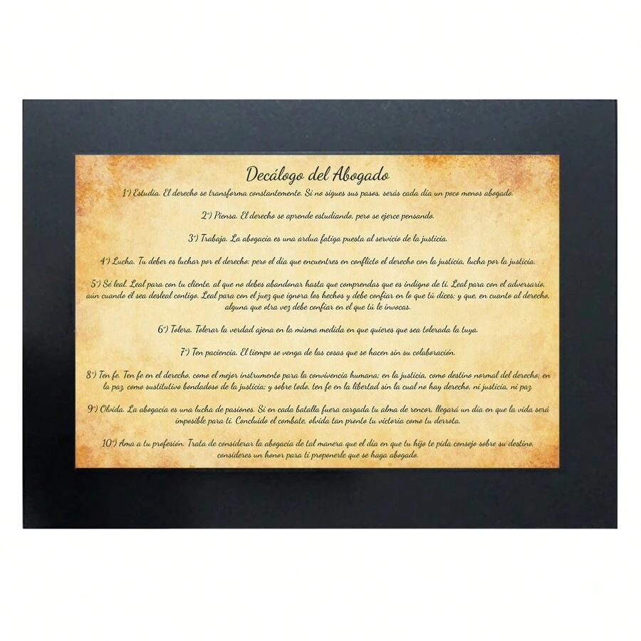 Cuadro De Decálogo Del Abogado - Negro - Ver 1