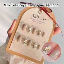 釘片美甲貼,長五角星彩色鑽石釘片,多巴胺釘片,成品假指甲 - 黃色 - 查看 1