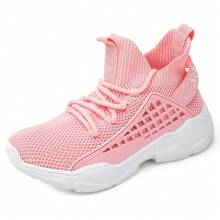 Kids High Top Trainers Boys Fashion Sports Shoes Grils Lightweight Breathable Footwear Comfortable Childrens Casual Sneakers - 粉色 - 查看 1