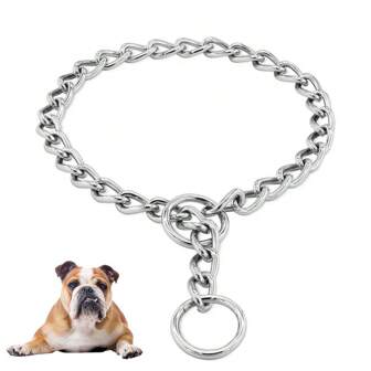 1pc Iron-Made Anti-Explosion P Choker Collar For Dogs, Pet Training Neck Chain, Suitable For Medium To Large Breeds Such As Teddy & Poodle