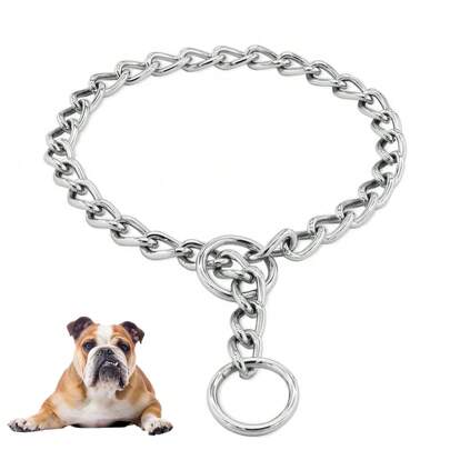 1pc Iron Dog Leash, Silver Dog Explosion Proof Chain, Pet Collar Chain, Double Ring Neck Strap, Suitable For Medium & Large Dogs