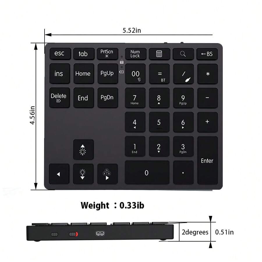 Jomaa jomaa 2 4g wireless numeric keypad wireless wired rechargeable