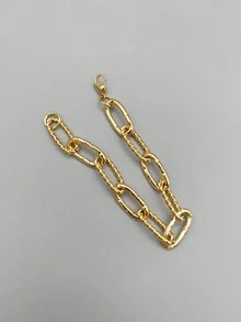 1pc Minimalist Twisted Paper Clip Chain Bracelet - Gold - View 3