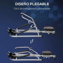 HOMCOM Máquina de Remo Hidráulico Plegable con 3 Niveles de Resistencia Monitor Digital y Pedal Antideslizante para Fitness en Casa Acero 129x70x70 cm Negro y Plata - Gris - Ver 6