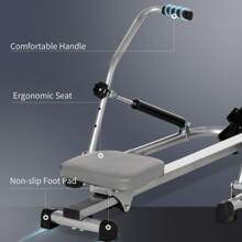 HOMCOM Máquina de Remo Hidráulico Plegable con 3 Niveles de Resistencia Monitor Digital y Pedal Antideslizante para Fitness en Casa Acero 129x70x70 cm Negro y Plata - Gris - Ver 3