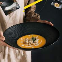 Plato De Cerámica De Lujo, Ensaladera De Verduras Simple, Tazón De Sopa Grande, Bandeja De Comida Para Restaurante/hotel - Negro - Ver 12