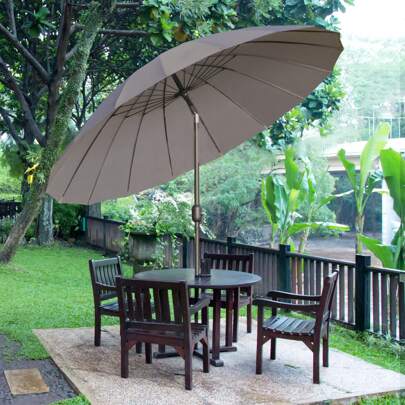 Outsunny 2.5m Shanghai Garden Parasol Umbrella With Crank & Tilt, Adjustable Outdoor Sun Shade
