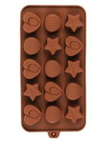 Silicone Chocolate Mold: Heart, Star And Semicircle With Stripes 15 Cavities 21x11 Cm
