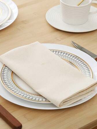 1入米白色現代簡約鄉村風格餐桌裝飾布餐巾