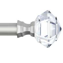 1pc Long Curtain Rods, 3/4 Curtain Rod For Windows, Telescoping Splicing Single Rods, Decorative Drapery Rod With Acrylic Diamond Finial, Black/Gold/Champagne Gold/Nickel - Nickel - View 5