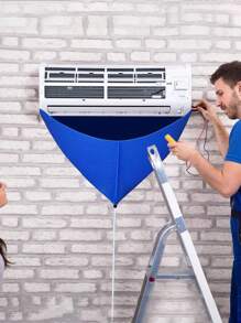 1pc Air Conditioner Cleaning Cover, Simple Indoor Air Conditioner Cleaning Cover For Household - Blue - View 3