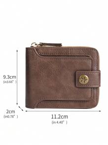 New European And American Style Retro Men's Short Wallet With Zipper And Buckle Multi-Functional Card Holder Coin PurseLarge Capacity Multi-Card Slots,Business Casual Style,Birthday Gift,Graduation Gift,Father's Day Gift - Multicolor - View 8