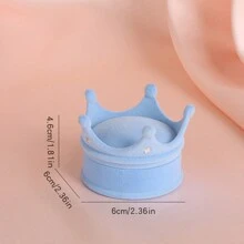 Caja De Anillo Y Soporte Para Aretes En Forma De Corona, Exhibición De Anillos De Boda Y Compromiso, Organizador De Joyas De Terciopelo