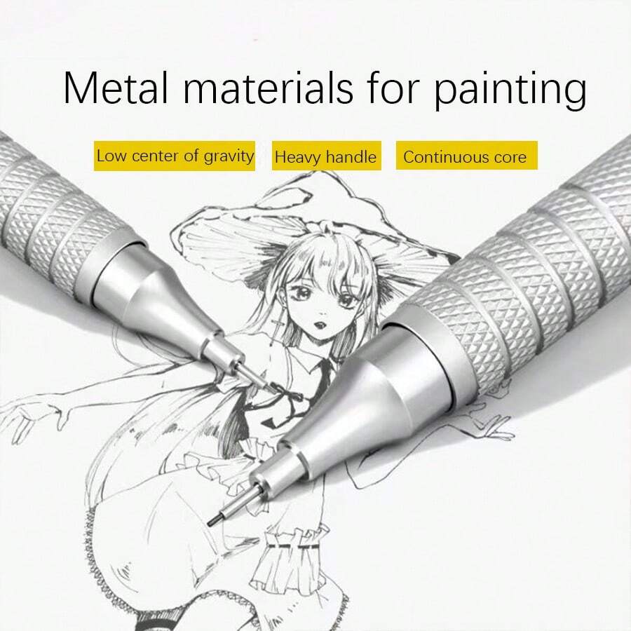 1 Pieza Lápiz Mecánico Automático Con Barril De Metal Y Diseño Antideslizante, Para Dibujo 0.5 / 0.7mm - Multicolor - Ver 1